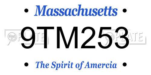 9TM253 Massachusetts License Plate