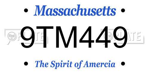 9TM449 Massachusetts License Plate