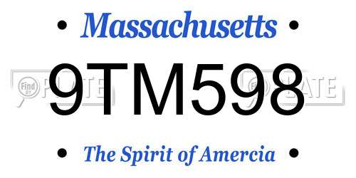 9TM598 Massachusetts License Plate