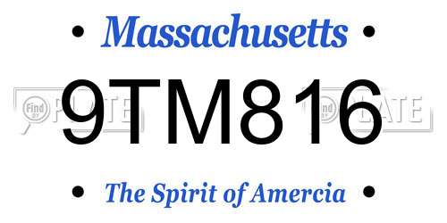 9TM816 Massachusetts License Plate
