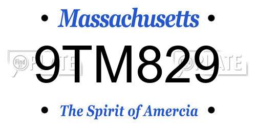 9TM829 Massachusetts License Plate