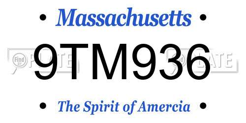 9TM936 Massachusetts License Plate