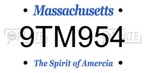 9TM954 Massachusetts License Plate