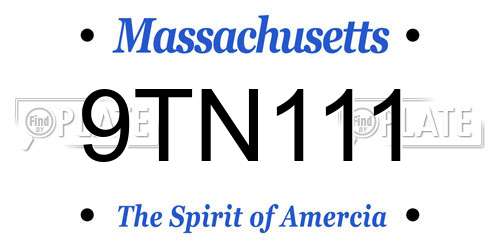 9TN111 Massachusetts License Plate