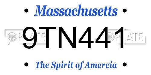 9TN441 Massachusetts License Plate
