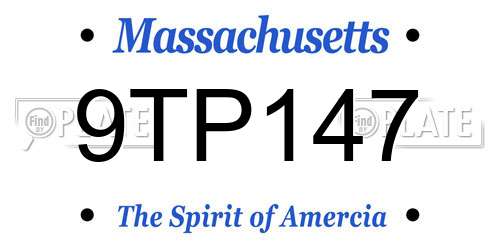 9TP147 Massachusetts License Plate