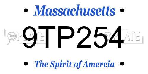 9TP254 Massachusetts License Plate