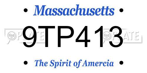 9TP413 Massachusetts License Plate