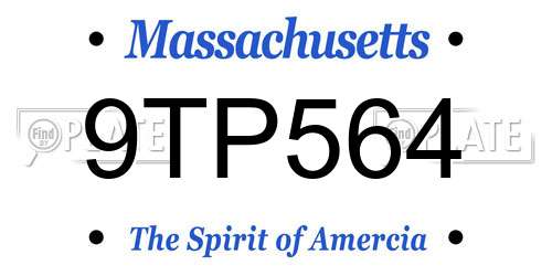 9TP564 Massachusetts License Plate