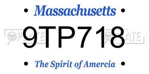 9TP718 Massachusetts License Plate