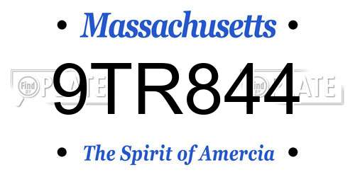9TR844 Massachusetts License Plate