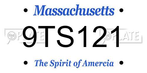 9TS121 Massachusetts License Plate
