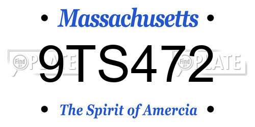 9TS472 Massachusetts License Plate