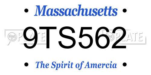 9TS562 Massachusetts License Plate