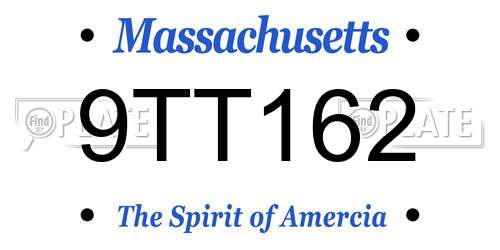 9TT162 Massachusetts License Plate