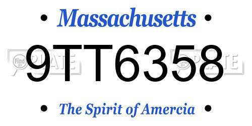 9TT6358 Massachusetts License Plate