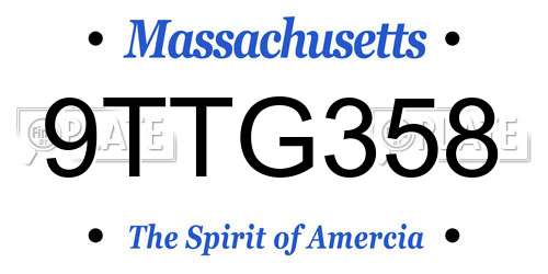 9TTG358 Massachusetts License Plate