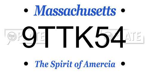 9TTK54 Massachusetts License Plate