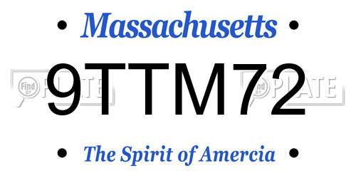 9TTM72 Massachusetts License Plate