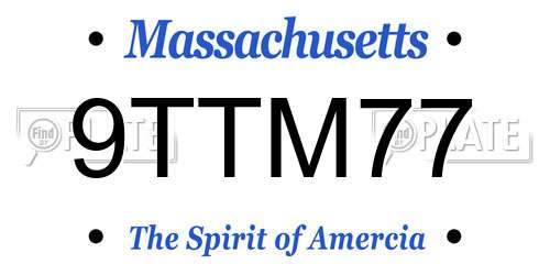 9TTM77 Massachusetts License Plate