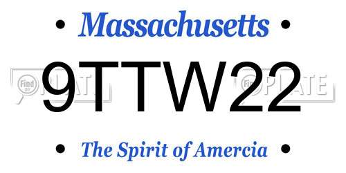 9TTW22 Massachusetts License Plate