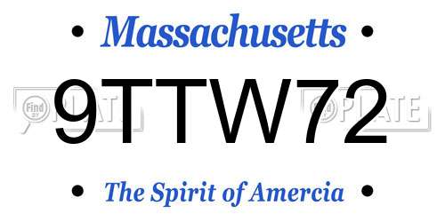 9TTW72 Massachusetts License Plate