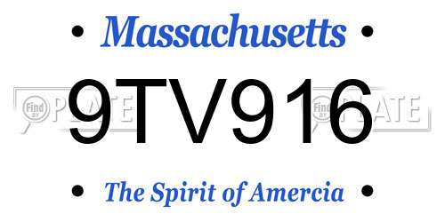 9TV916 Massachusetts License Plate