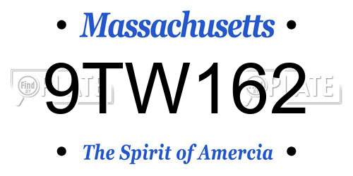 9TW162 Massachusetts License Plate