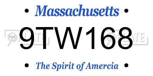 9TW168 Massachusetts License Plate