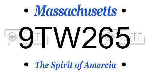 9TW265 Massachusetts License Plate