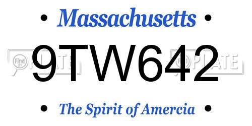 9TW642 Massachusetts License Plate