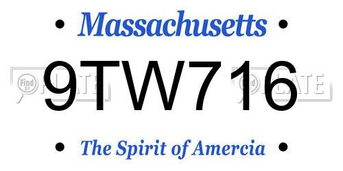 9TW716 Massachusetts License Plate