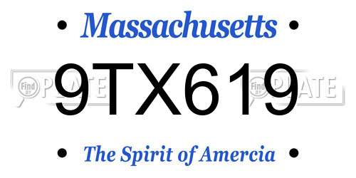 9TX619 Massachusetts License Plate