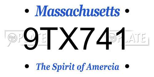 9TX741 Massachusetts License Plate