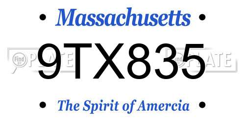 9TX835 Massachusetts License Plate