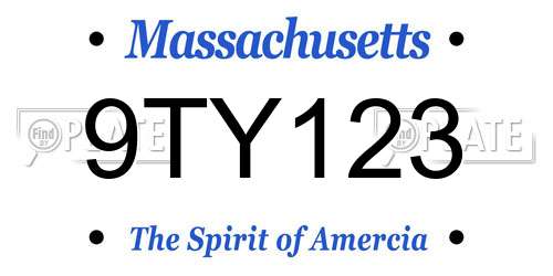 9TY123 Massachusetts License Plate