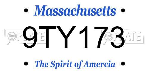 9TY173 Massachusetts License Plate