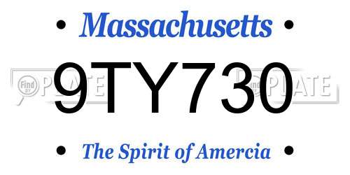 9TY730 Massachusetts License Plate
