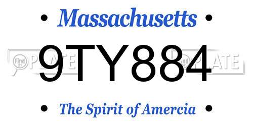 9TY884 Massachusetts License Plate