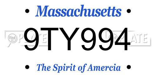 9TY994 Massachusetts License Plate