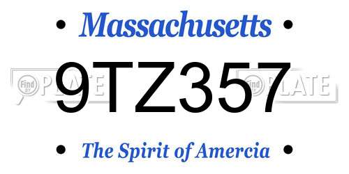 9TZ357 Massachusetts License Plate