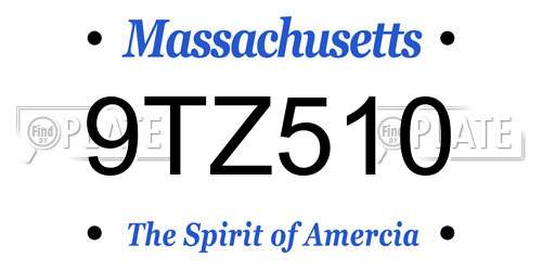 9TZ510 Massachusetts License Plate