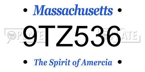 9TZ536 Massachusetts License Plate