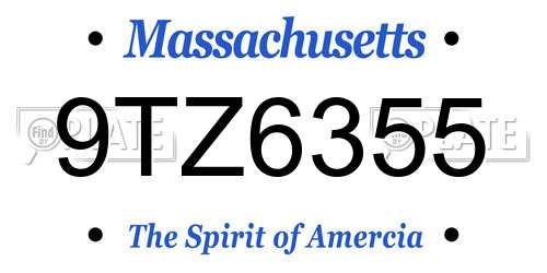 9TZ6355 Massachusetts License Plate