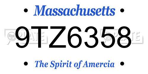 9TZ6358 Massachusetts License Plate