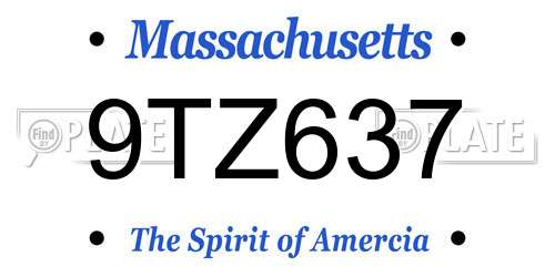 9TZ637 Massachusetts License Plate