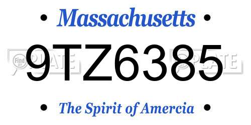 9TZ6385 Massachusetts License Plate