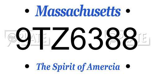 9TZ6388 Massachusetts License Plate