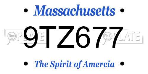 9TZ677 Massachusetts License Plate