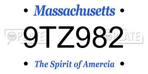 9TZ982 Massachusetts License Plate